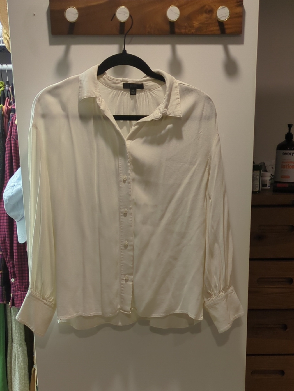 J. Crew Cream Textured Button-Front Top
